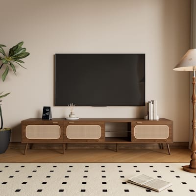78" TV Stand for 75/80/85" TVs - Ample Storage, Open Shelf, Modern Media Console for Living Room