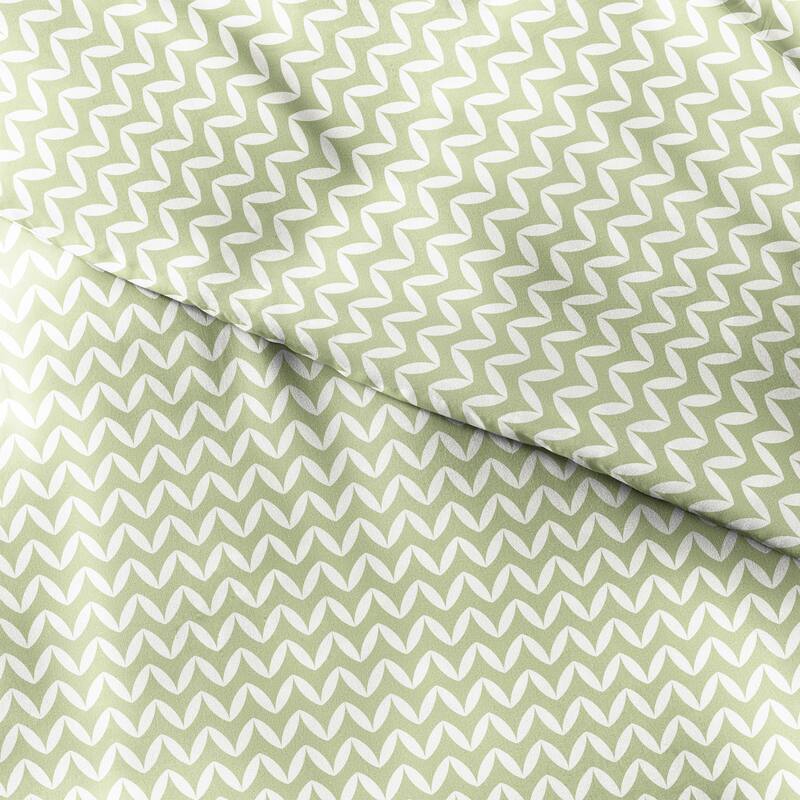 Becky Cameron 3 Piece Puffed Chevron Duvet Cover Set - Sage - Twin