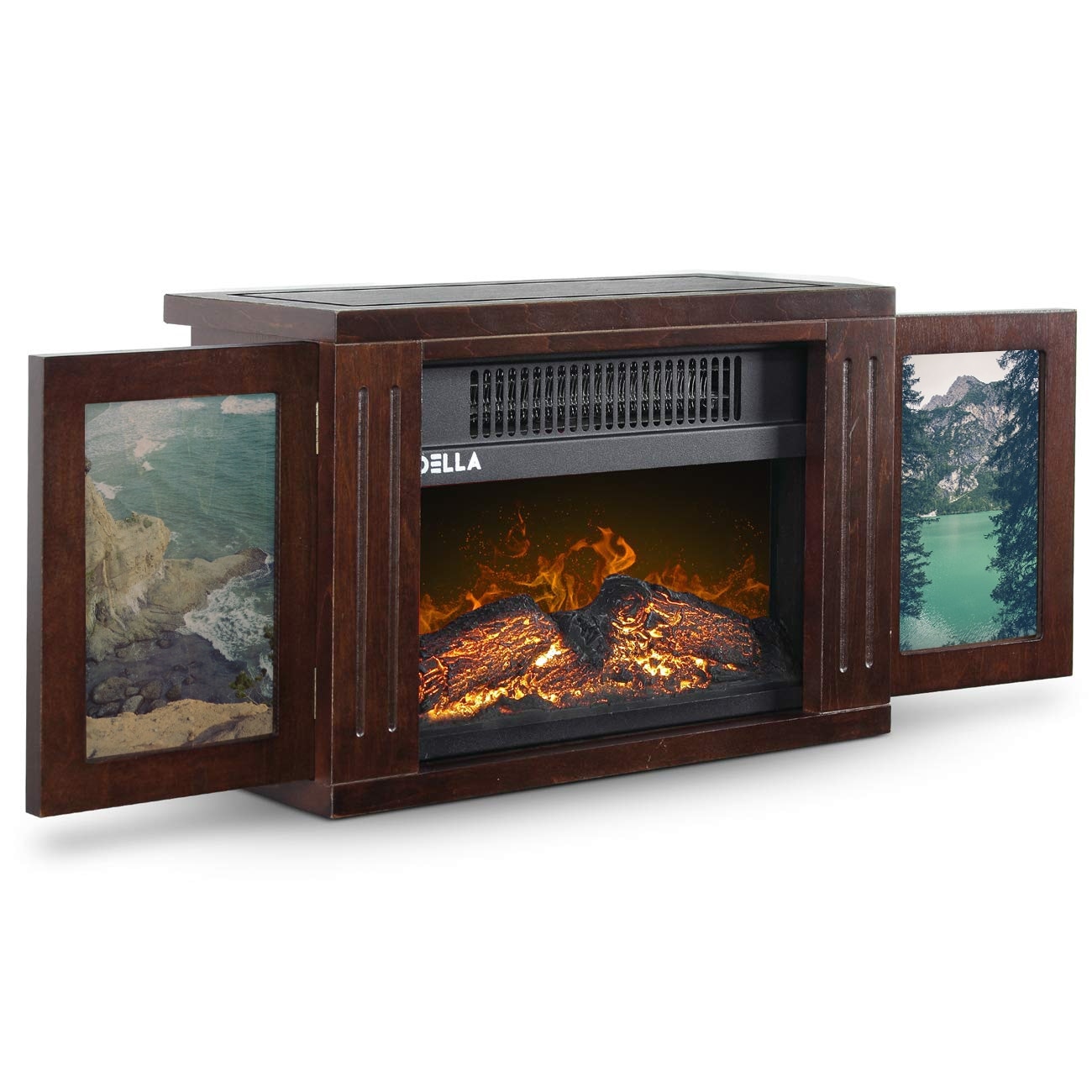 Della Mini Desk Tabletop Electric 750 Watt Fireplace Heater, Brown -  standard - Bed Bath u0026 Beyond - 15874312