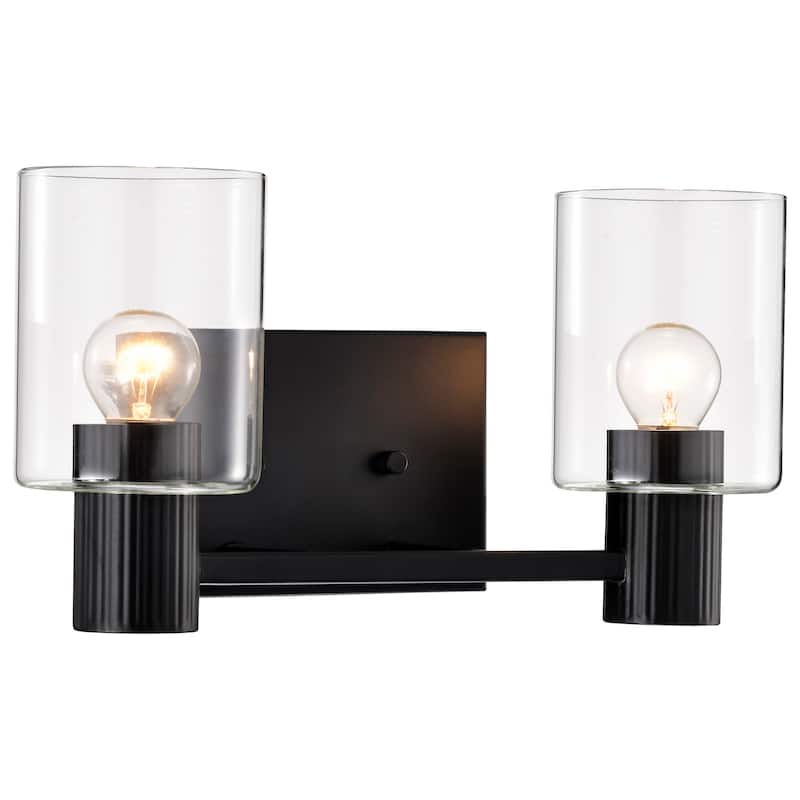 Clarksville 2 Light Vanity Matte Black with Clear Glass