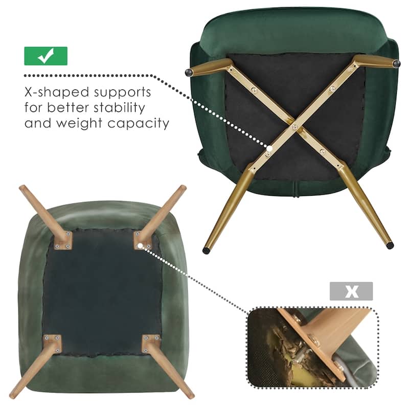 Yaheetech Modern Pleated Curved Back Velvet Accent Chair Modern Armchair for Living Room
