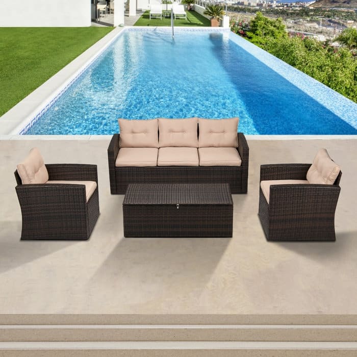 4-piece Wicker Patio Conversation Furniture Set