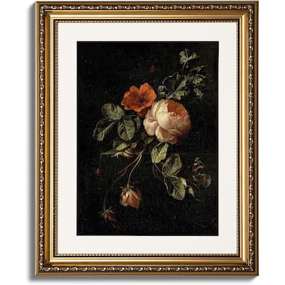Vintage Gold Framed Wall Art, Floral Rose Retro Picture Paintings