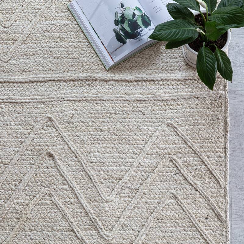 Jani Kresty Ivory Chevron Braided Area Rug - Elegant and Stylish Design