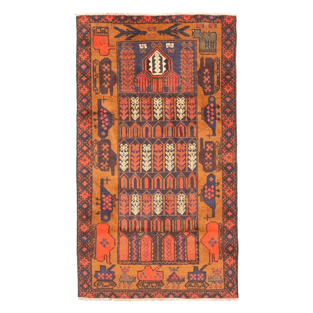 ECARPETGALLERY Hand-knotted Teimani Dark Navy Wool Rug - 2'9 x 4'10