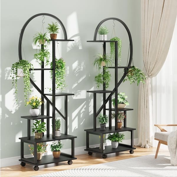 9-Tier AUGIENB Wooden Flower Stand Rolling Flower Plant Display Stand Shelf Ladder Stand for Living Room Balcony Patio Yard Indoors & Outdoors Ample for 17 Pots 9-Tier AUGIENB Wooden Flower Stand Rolling Flower Plant Display Stand Shelf Ladder Stand for Living Room Balcony Patio Yard Indoors & Outdoors Ample for 17 Pots
