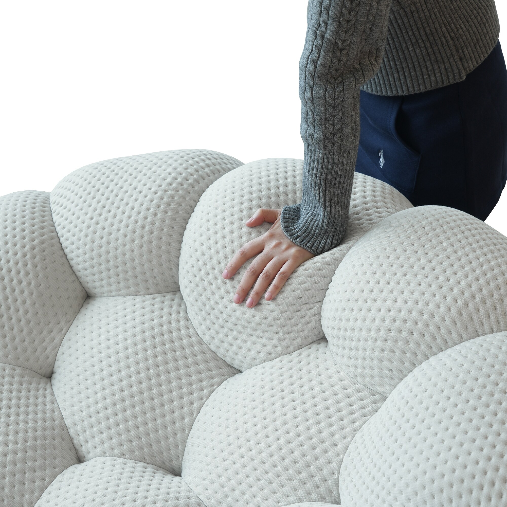 98.43'' Bubble Sofa, Modern 3-Seater Upholstered Lazy Mesh Fabric Oversized Floor Sofa
