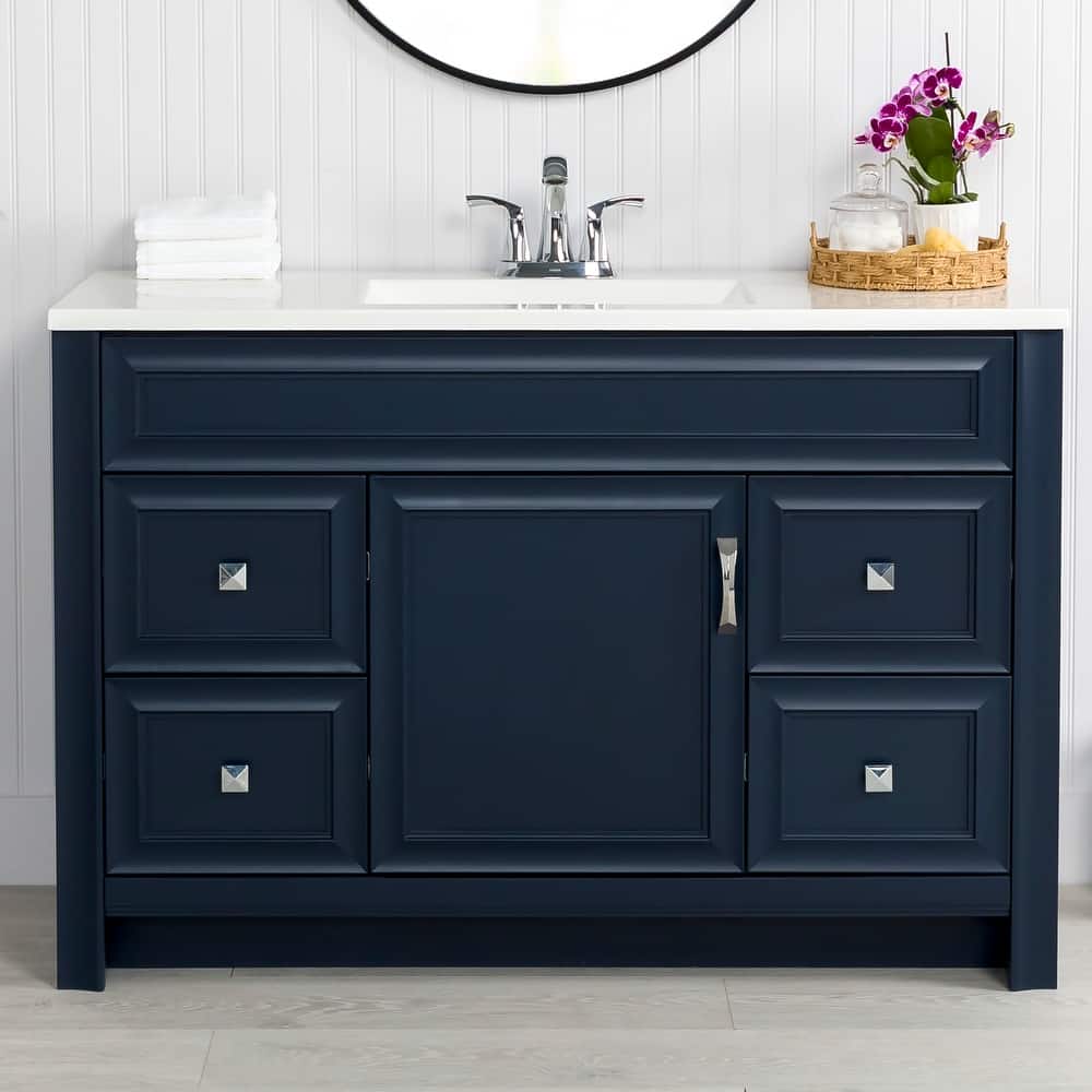 Spring Mill Cabinets Nimay 48.5" Bathroom Vanity With 1-Door Cabinet, 4 Drawers, and White Sink Top