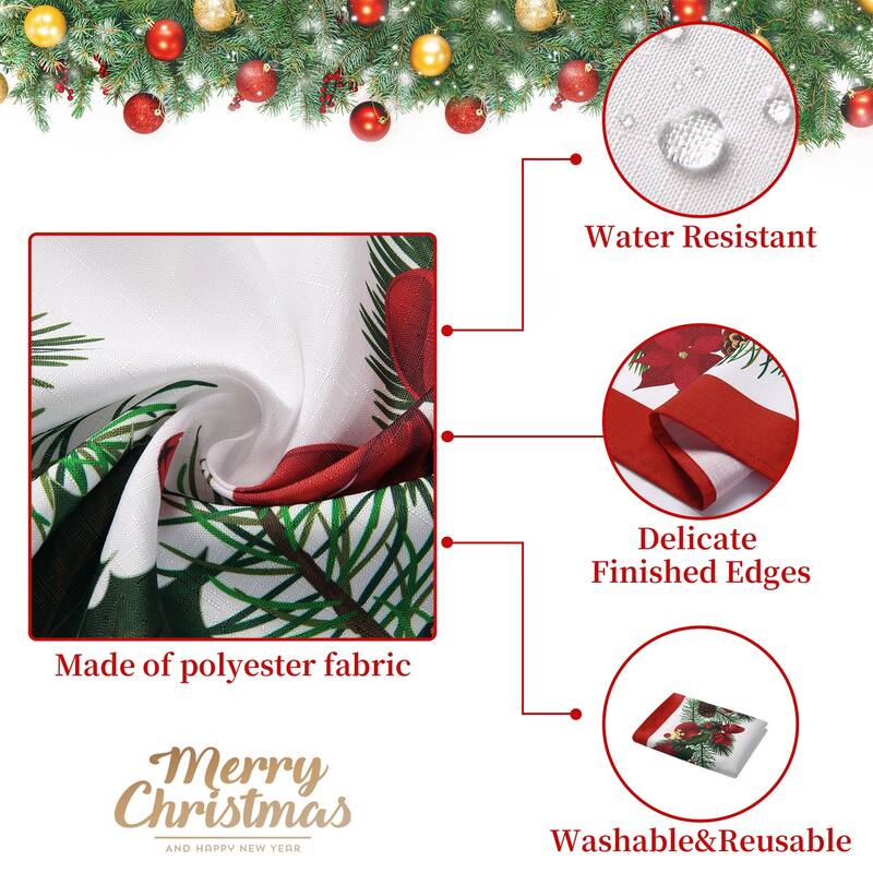 Round Christmas Tablecloth, Spill-Proof Circular Table Cover for Xmas Decor