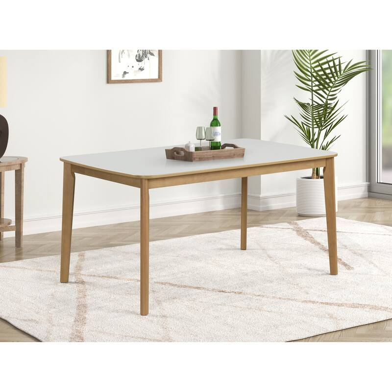 Modern Style 6-Piece Dining Set with Rectangular Table, 4 Open Back Dining Chairs and Bench