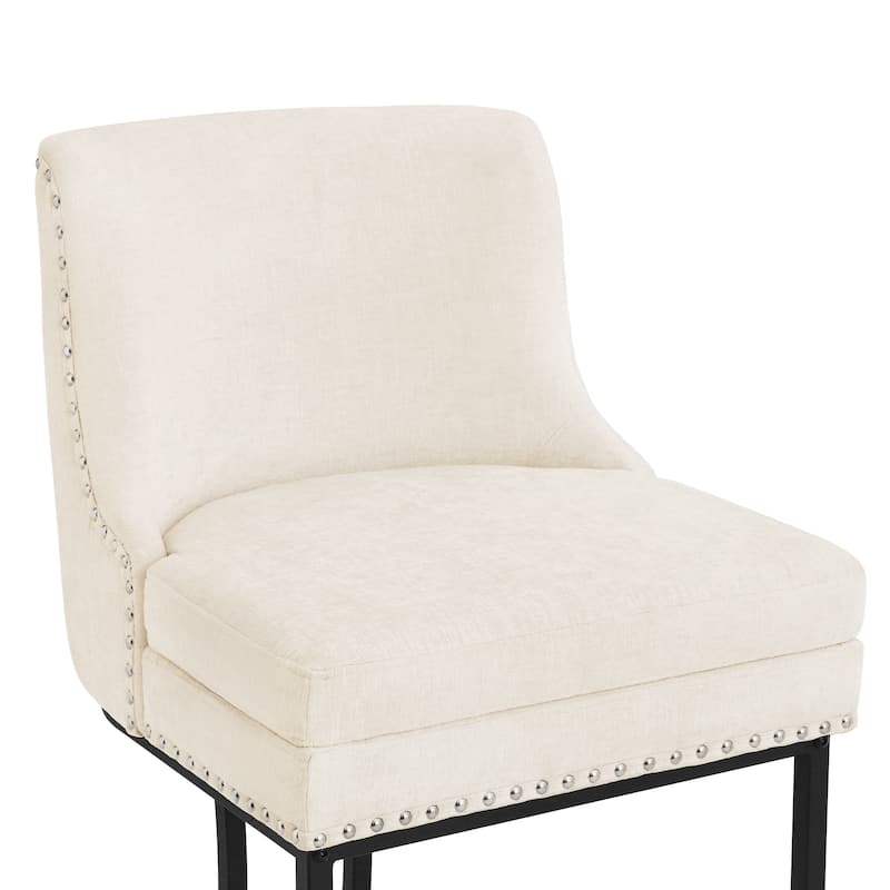Modern 26" Barstool with Back Metal Frame Stool Counter Height Bar Stools and 6" Thick Cushion for Kitchen Island