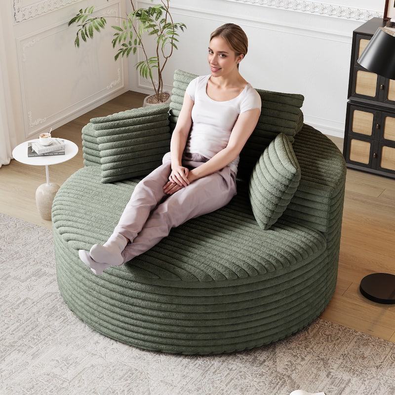 50"L Corduroy Sponge Single Sofa,No Assembly Required,Fluffy Modern Sleeper Chair (Not A Swivel Chair)