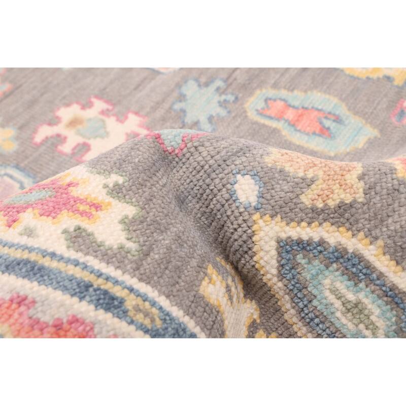 ECARPETGALLERY Hand-knotted Modern Oushak Dark Grey Wool Rug - 3'6 x 5'8