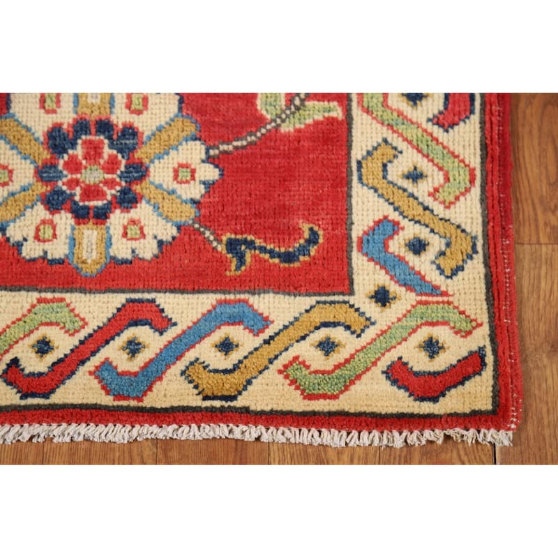 Floral Red Kazak Oriental Foyer Rug Handmade Wool Carpet - 2'0" x 3'0"