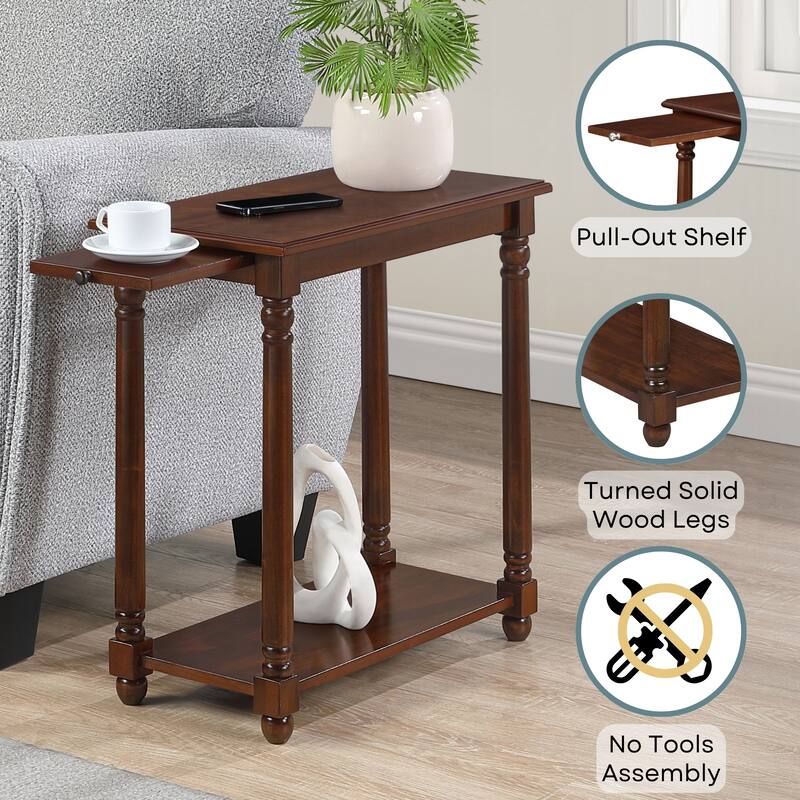 Convenience Concepts French Country Regent Chairside End Table with Pull-Out Shelf