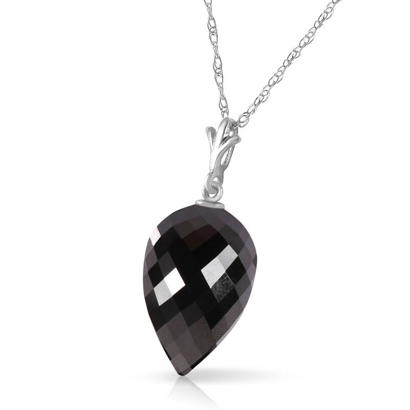 12.25 Carat 14K Solid Gold Necklace Pointy Briolette Drop Black Spinel