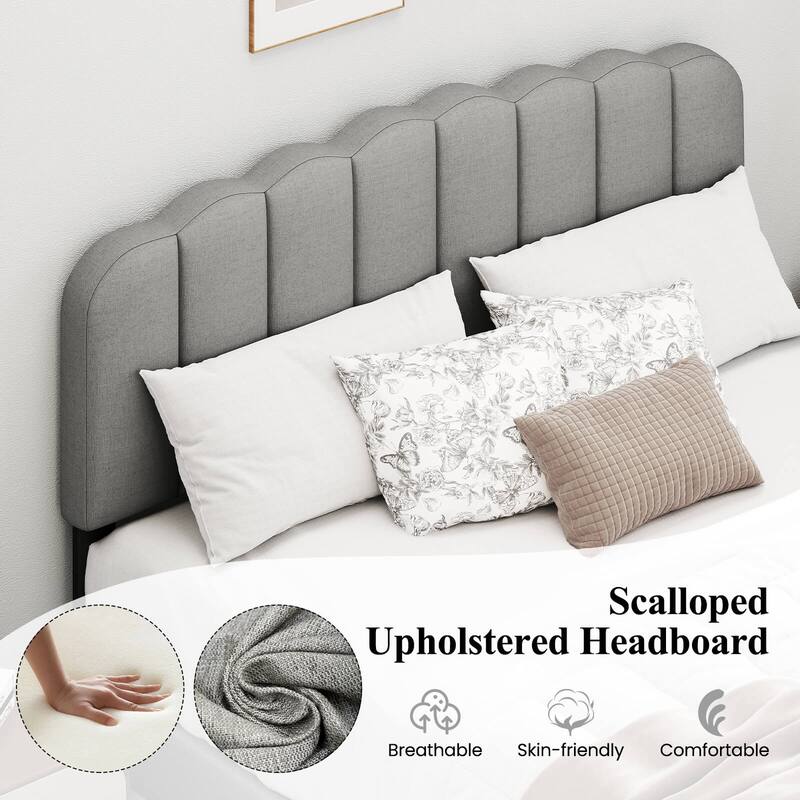 Costway Modern Upholstered Bed Frame Queen Size Platform Bed with