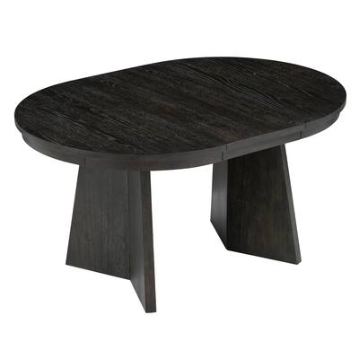 Retro Extendable Dining Table with a 16-inch Middle Leaf for Dining Room and Kitchen