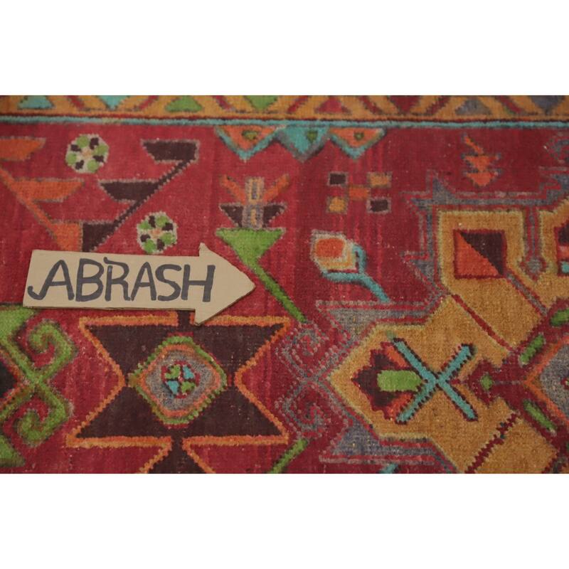 Hand Knotted Oriental 100% Wool Carpet Traditional Geometric Red Ardebil Runner Rug - 10' 2'' X 3' 3''