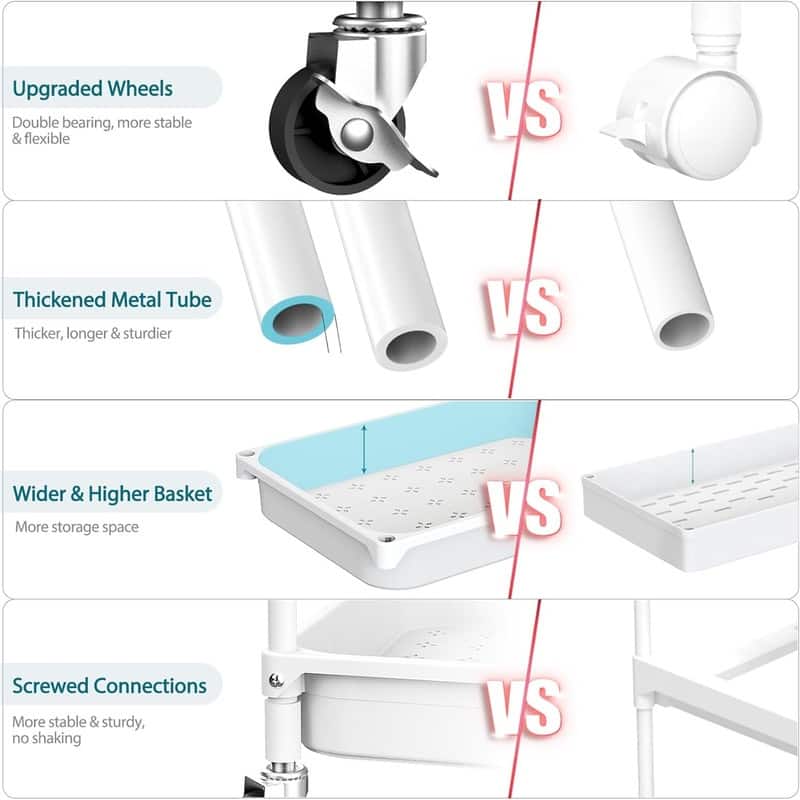 4-Tier Bathroom Organizer - 10.6"D x 15"W x 38.6"H