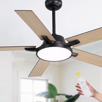Bella Depot 52" Modern LED Ceiling Fan with Light and Remote 6-Speed Reversible