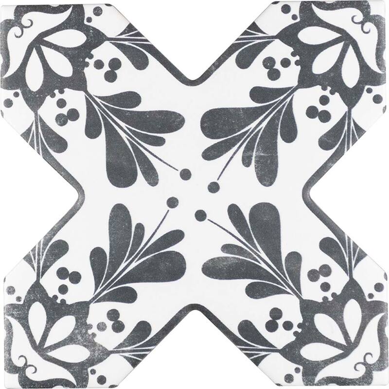 Siena 5" Star with Cross Deco Matte Ceramic Wall and Floor Tile (10.76 sq ft/case) - 54 Pack