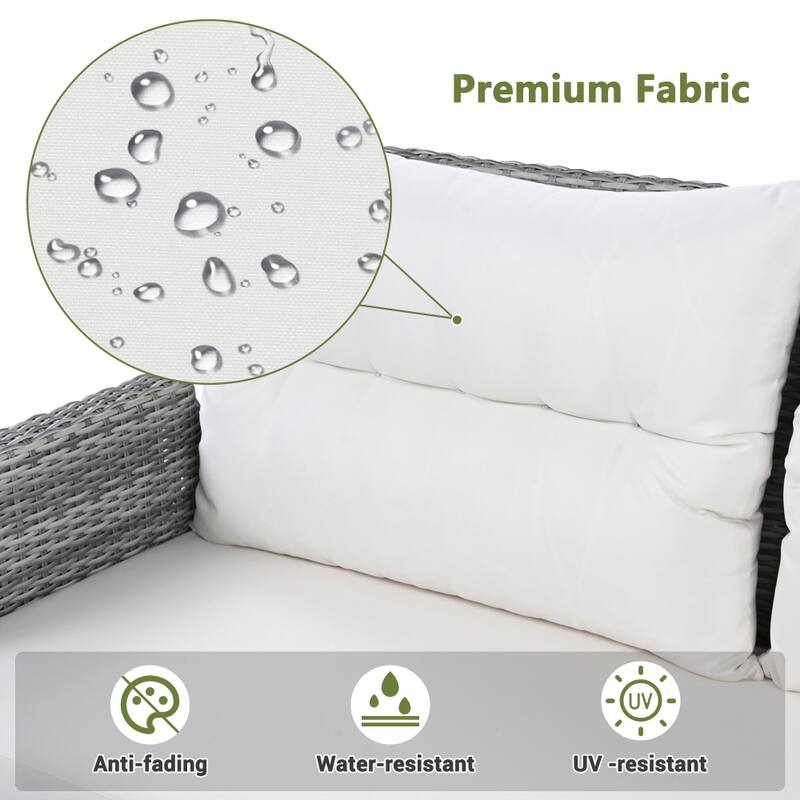 Outdoor Rattan Furniture Set with Adjustable Table, Recliners and 2 Ottomans