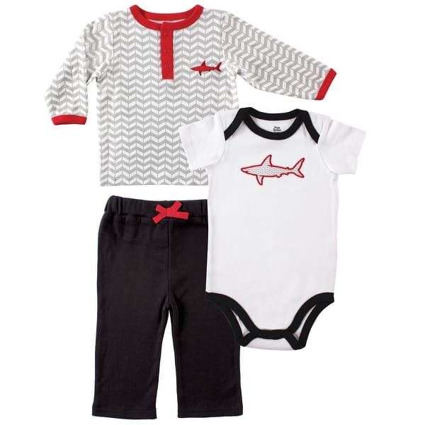slide 1 of 1, Yoga Sprout Baby Boy Cotton Layette Set, Shark 0-3 Months - Shark