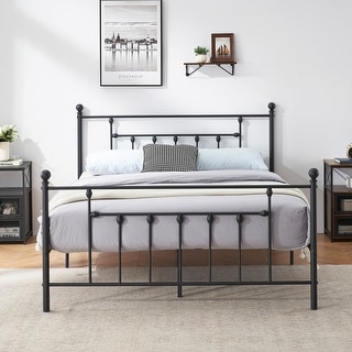 Victorian Platform Bed Frame With Headboard and Footboard
