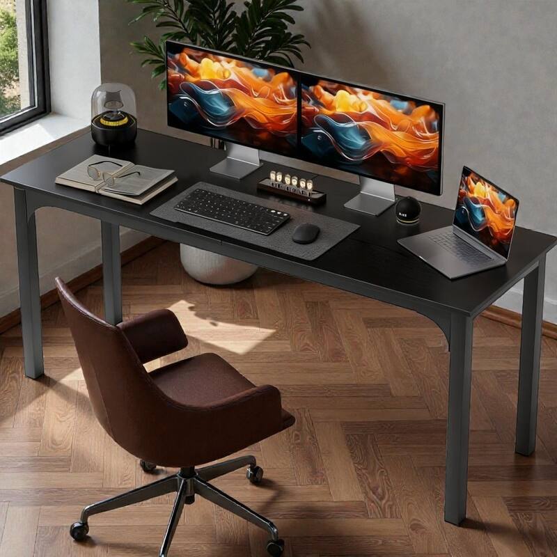 70 Inch Industrial Computer Desk with Metal Legs, Large Desktop Office Desk for Home Office Study