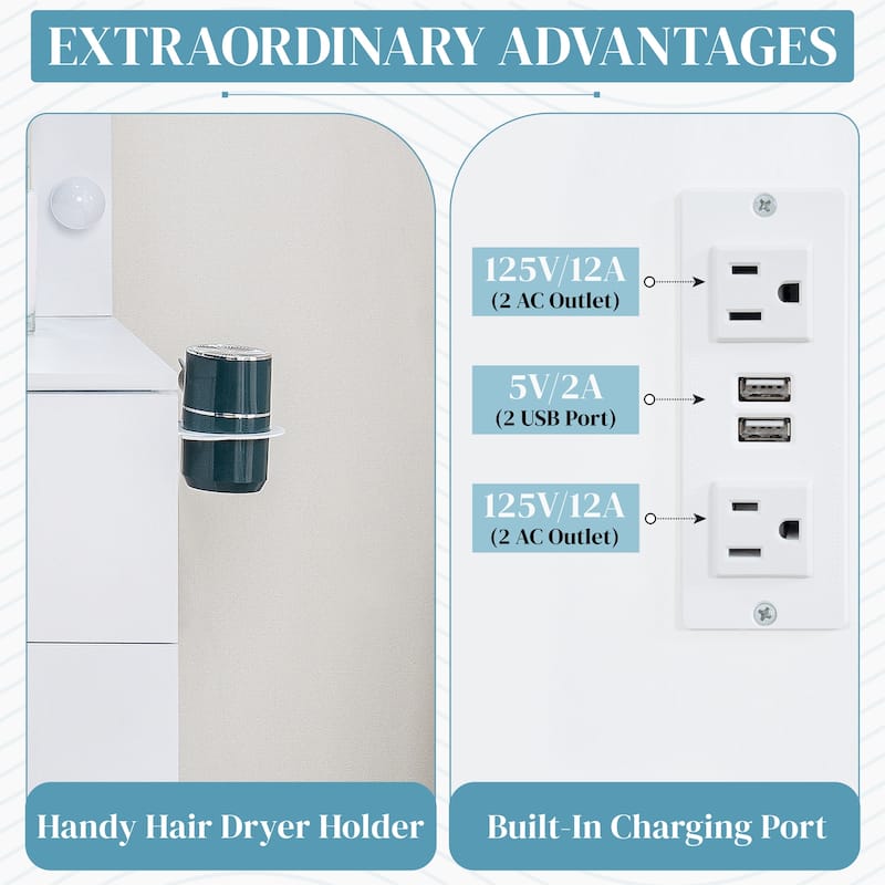 Makeup Vanity Table with 11 Lights, Power Outlet, 7 Drawers & Mirror
