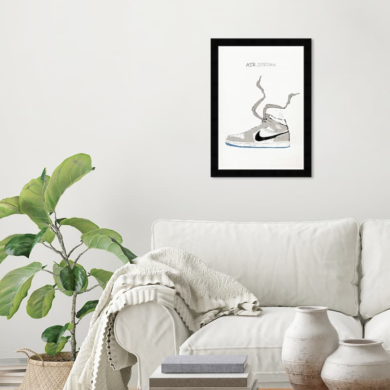 Wynwood Studio Prints Fashion and Glam Air jordan Drawing III Gray and Light Gray Modern & Contemporary Wall Art Canvas Print - Black