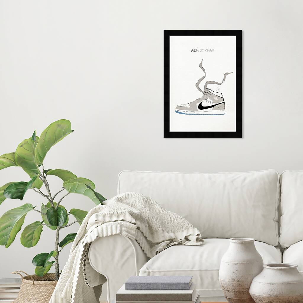 Wynwood Studio Prints Fashion and Glam Air jordan Drawing III Gray and Light Gray Modern & Contemporary Wall Art Canvas Print