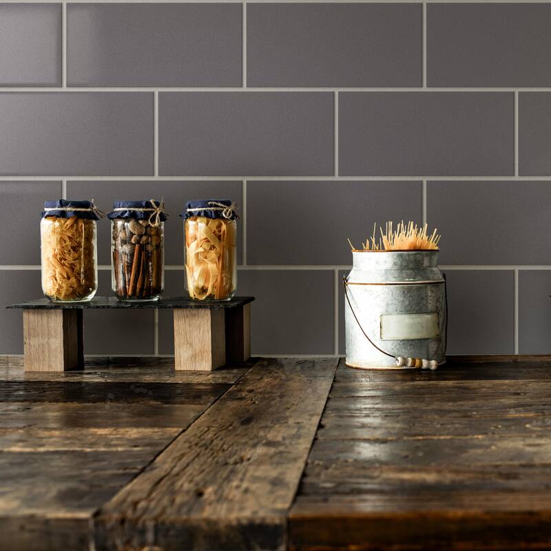 Merola Tile BioTech Piscina Brick Dark Grey Glossy 4-3/4" x 9-5/8" Porcelain Floor and Wall Tile