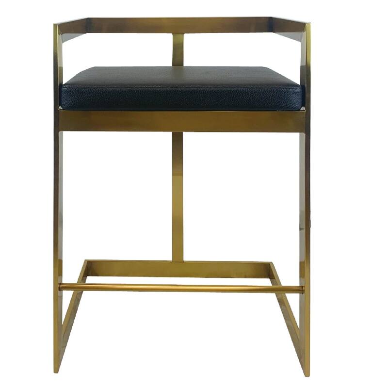 26" Faux Leather and Metal Low Back Counter Height Bar Chair - 19" x 16" x 32"
