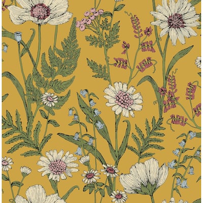 Fine Decor Arden Mustard Wild Meadow Wallpaper
