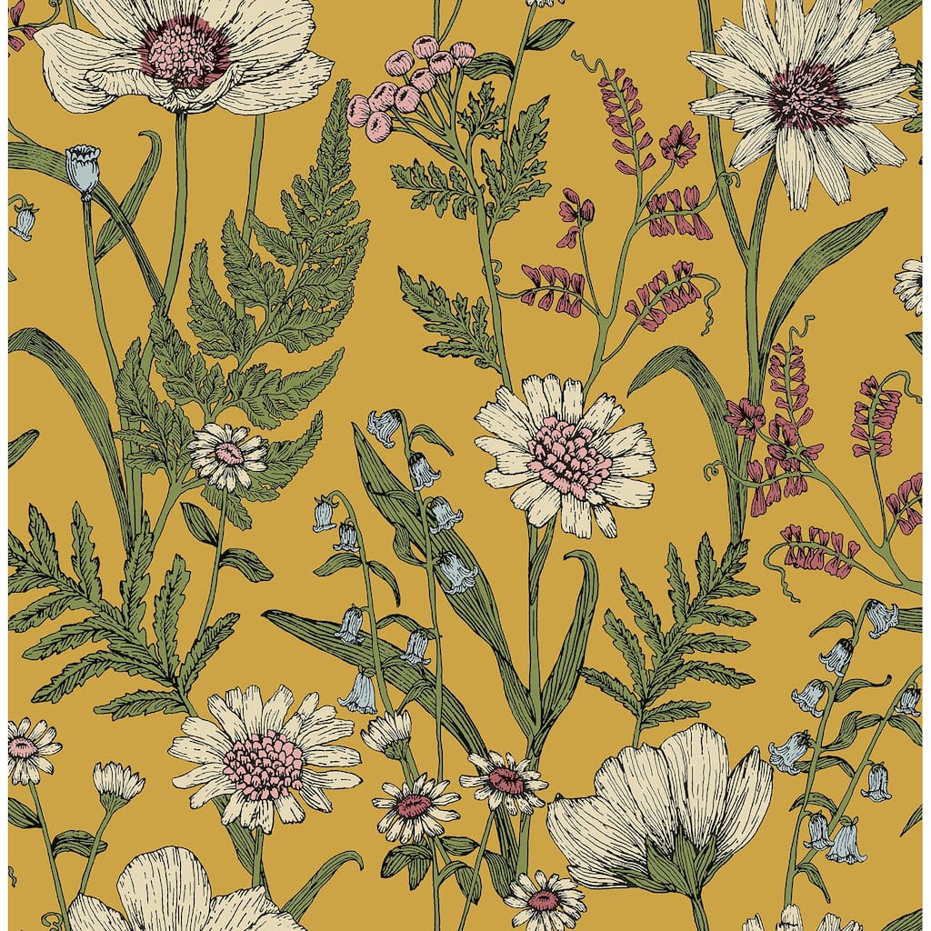 Fine Decor Arden Mustard Wild Meadow Wallpaper