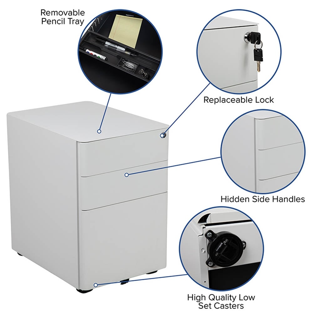 Shop Flash Furniture 3 Drawer Mobile Locking Filing Cabinet With