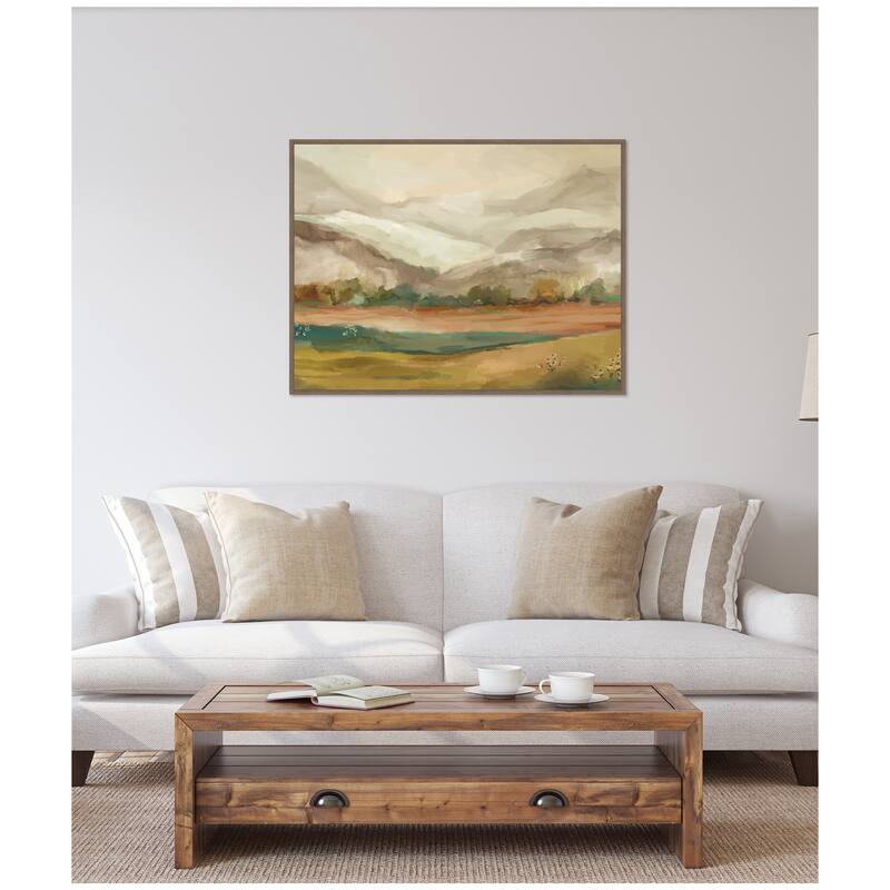 Kate and Laurel Sylvie Mountainscape Horizontal Framed Canvas by Annie Quigley