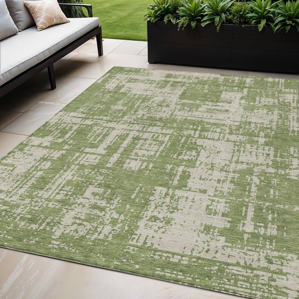 HomeRoots Abstract Transitional Rectangle Outdoor Rug