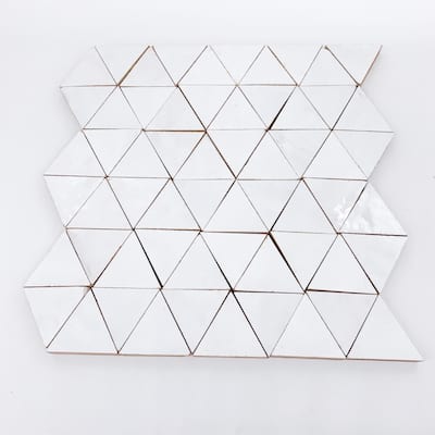 Contemporary Zellige Panels, 12" x 12" x 1/2", Triangle White