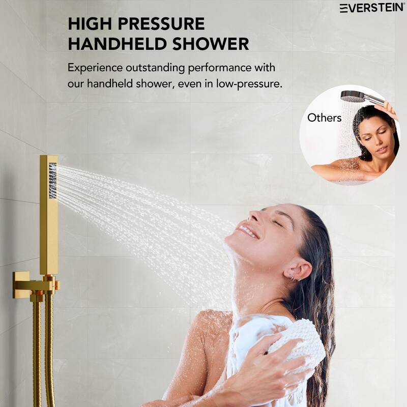 Thermostatic Dual Shower Head System ,12" High-Pressure Rainfall Shower Faucet with 4-Function Sprays