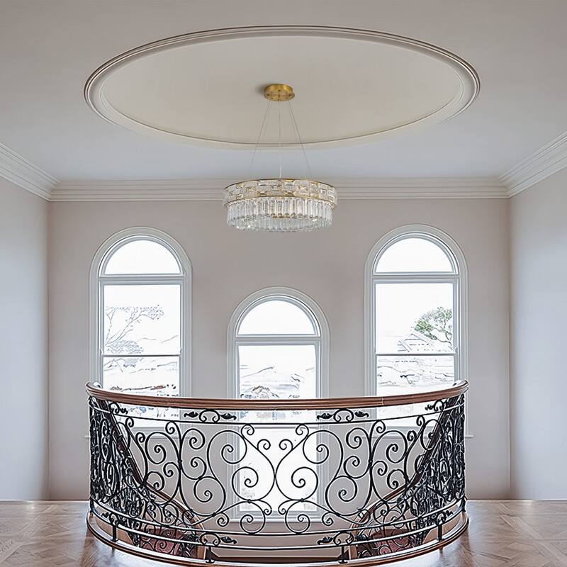 KAYLA Crystal Chandelier - Large K9 Crystal Pendant Light for High Ceilings, Entryway, Foyer, Dining Room & Living Room