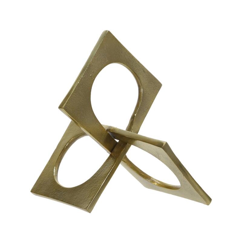 Sagebrook Home Modern 9" Metal Sculpture Decor Linked Square Design Abstract Style - 9" x 9" x 6" - Gold