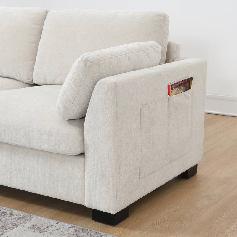 L-Shape with Folding Table and Dual-Port Charging