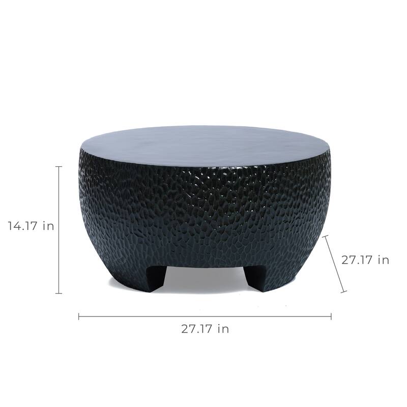 Mod Black Cement Round Outdoor Coffee Table