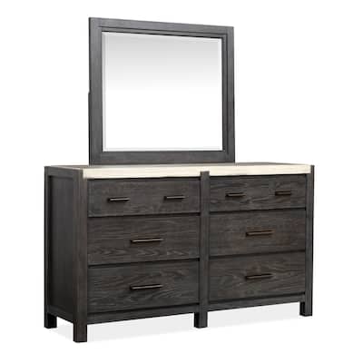Magnussen Home Plum Creek Ravenwood Black Drawer Dresser with Landscape Mirror