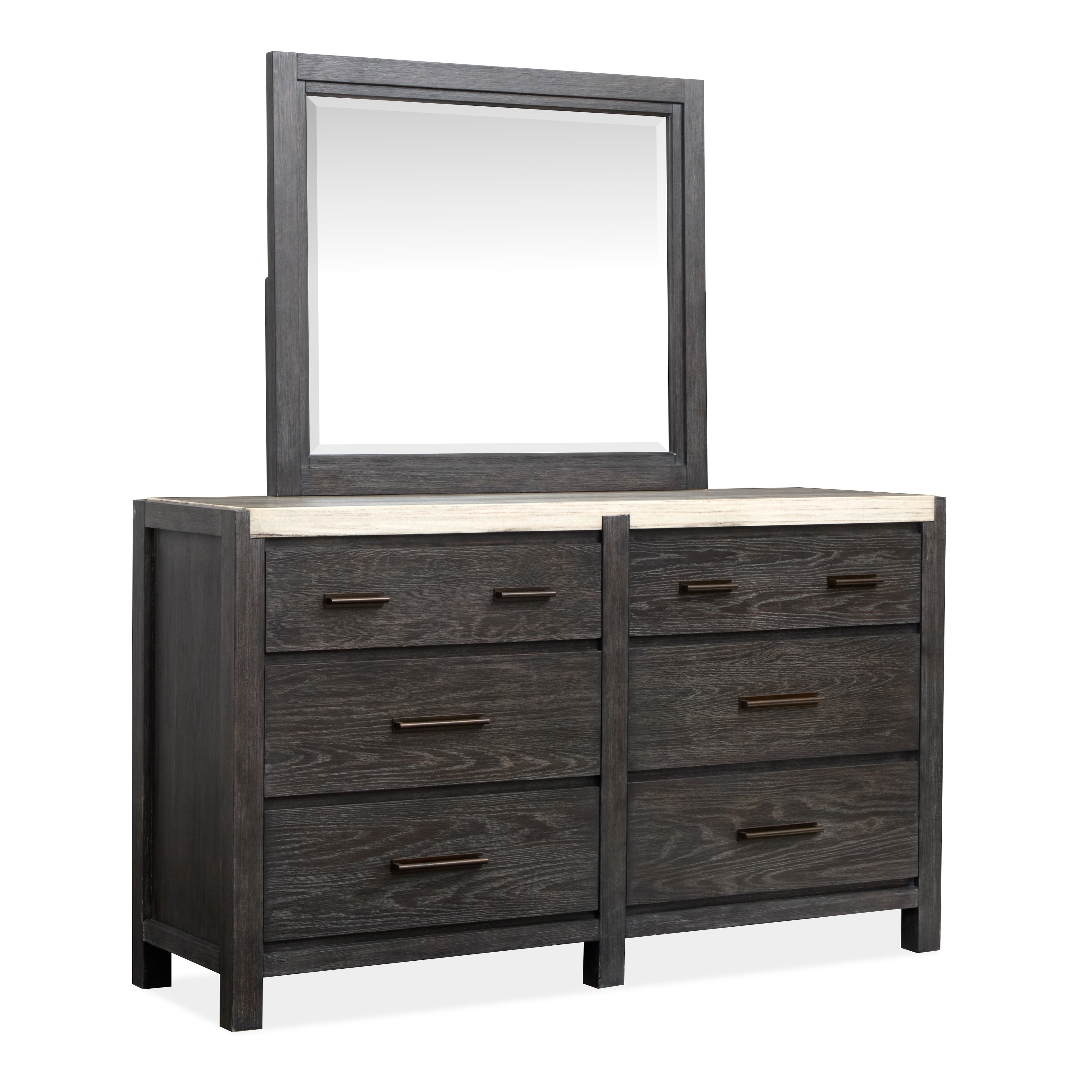Magnussen Home Plum Creek Ravenwood Black Drawer Dresser with Landscape Mirror
