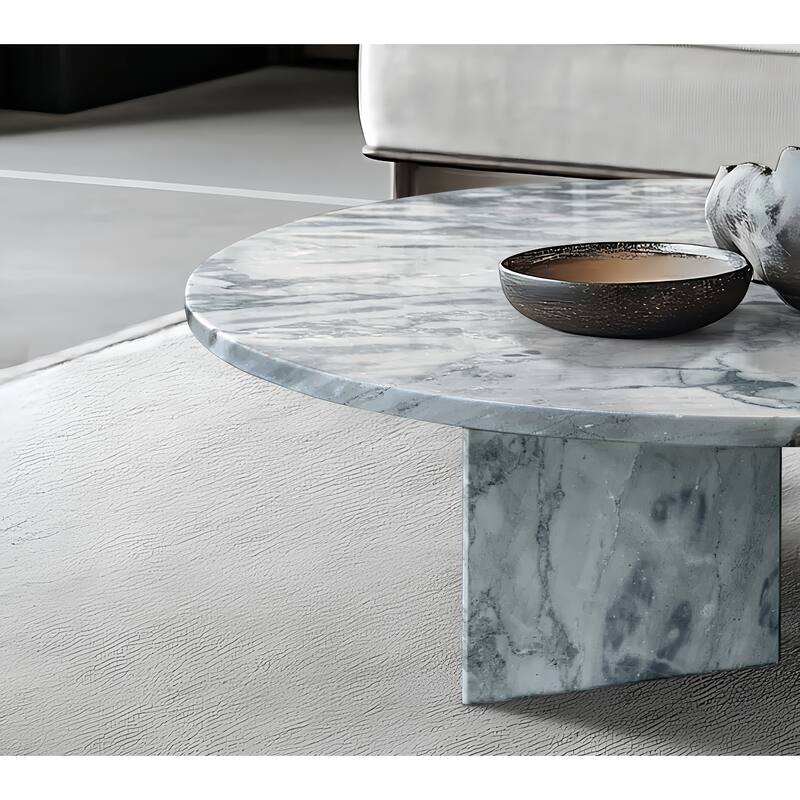 27.6" Natural Marble Stone Coffee Table for Living Space