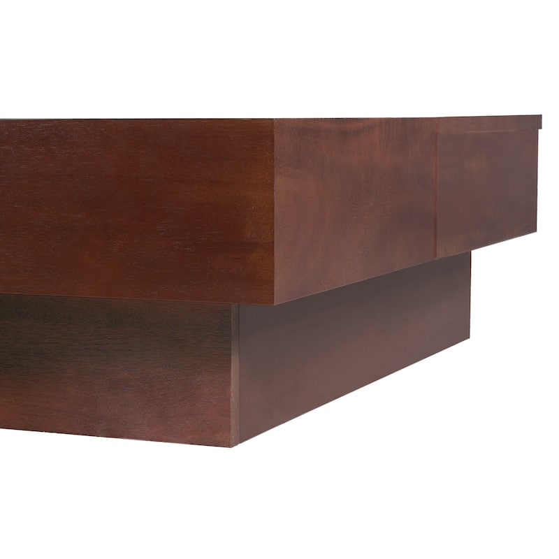 Acacia Wood Storage Coffee Table ,Brown & Black Color